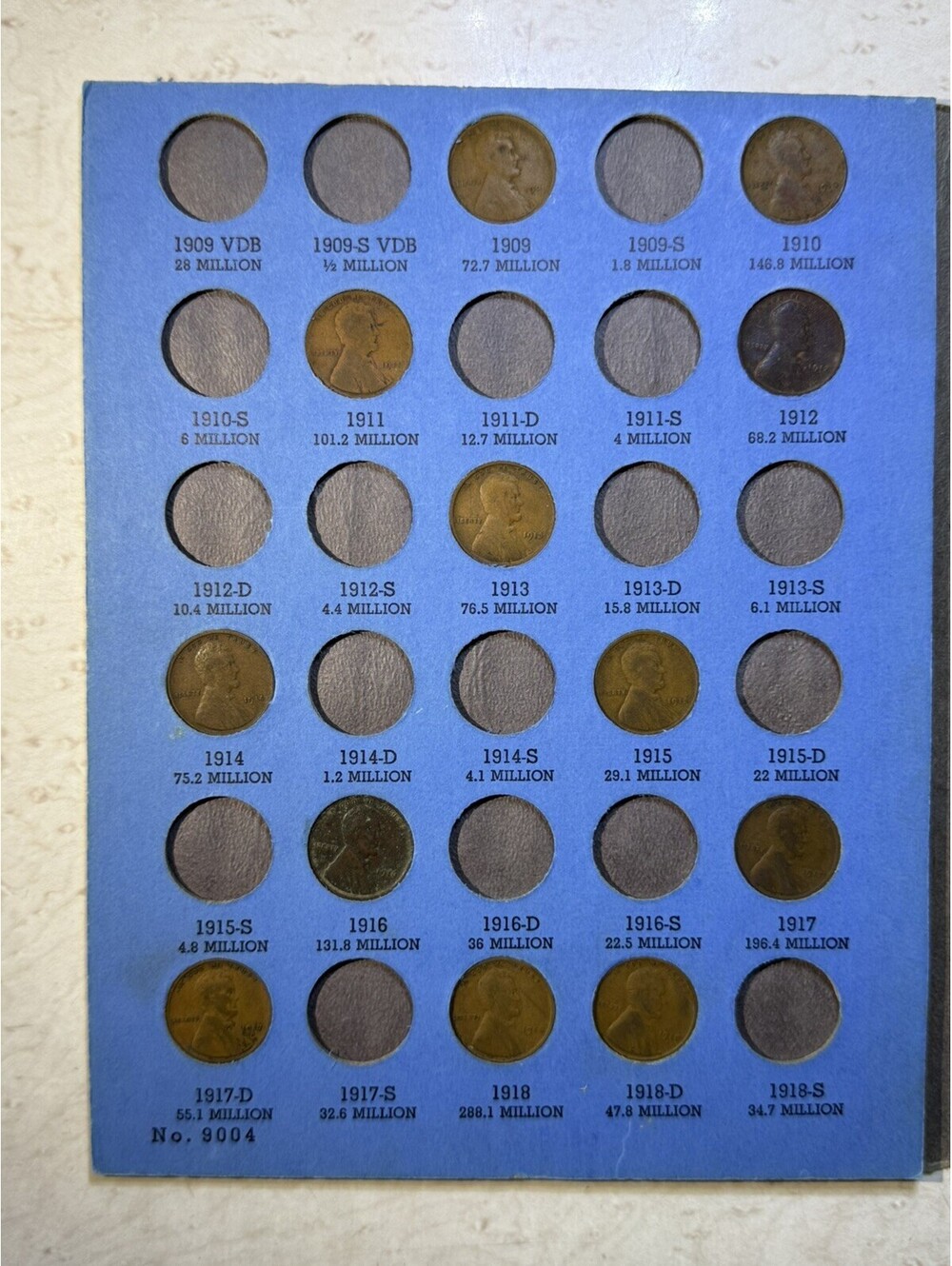 46 Coin Lincoln Wheat Cent Collection 1909-1940 Whitman Folder #9004